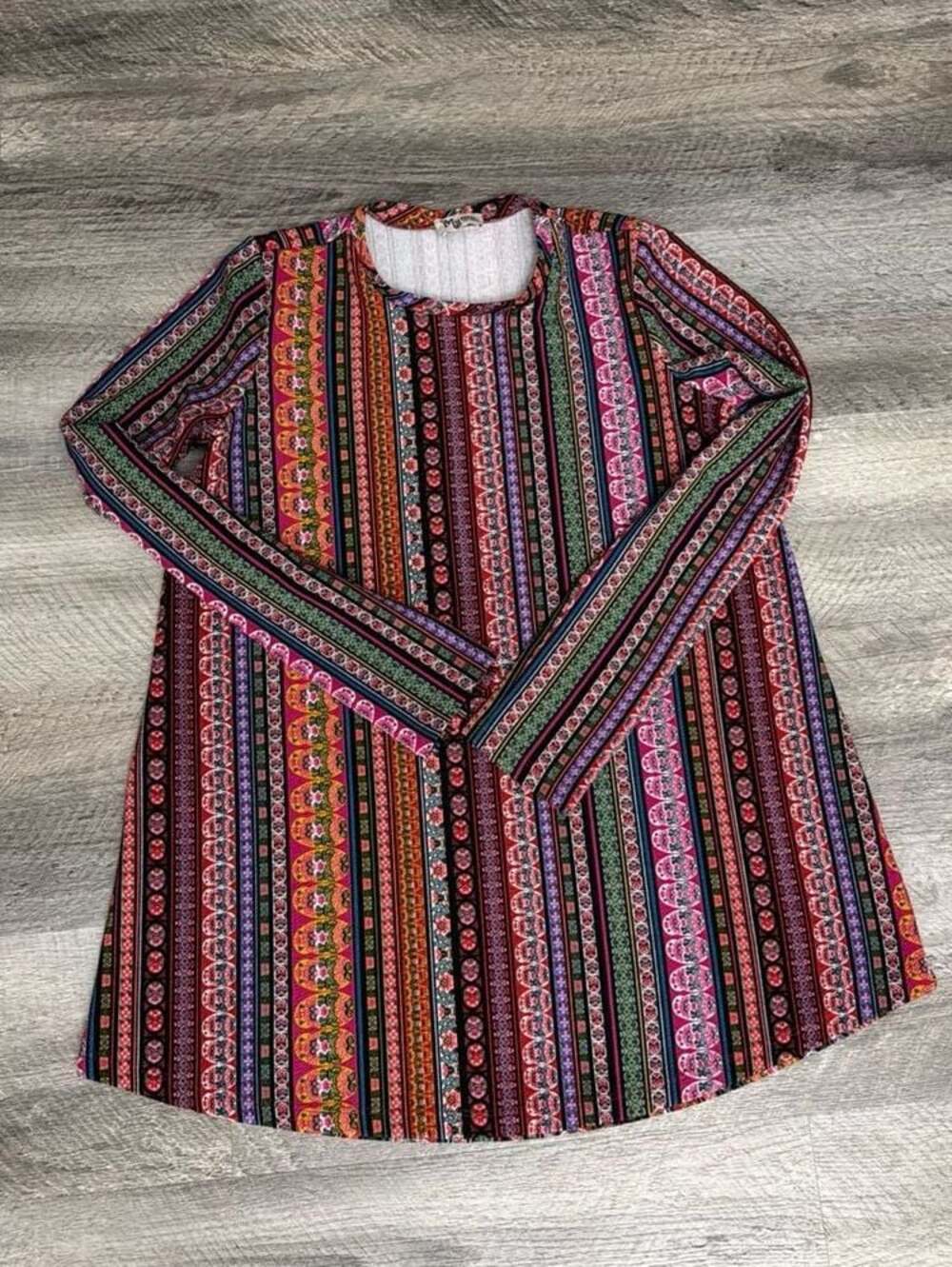 Show Me Your Mumu Mellow John Bell Tunic Sweater in Multi-Striped Boho Pattern